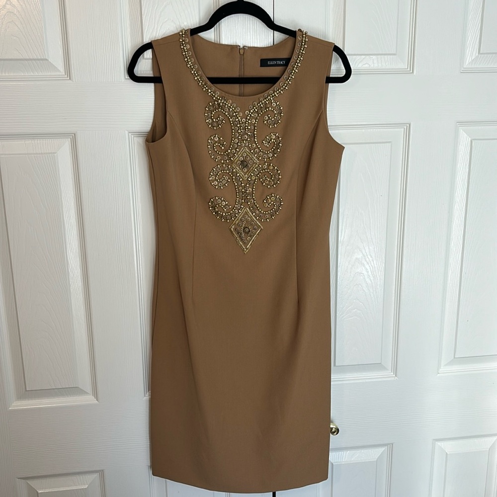 Ellen Tracy Beaded Sheath Dress